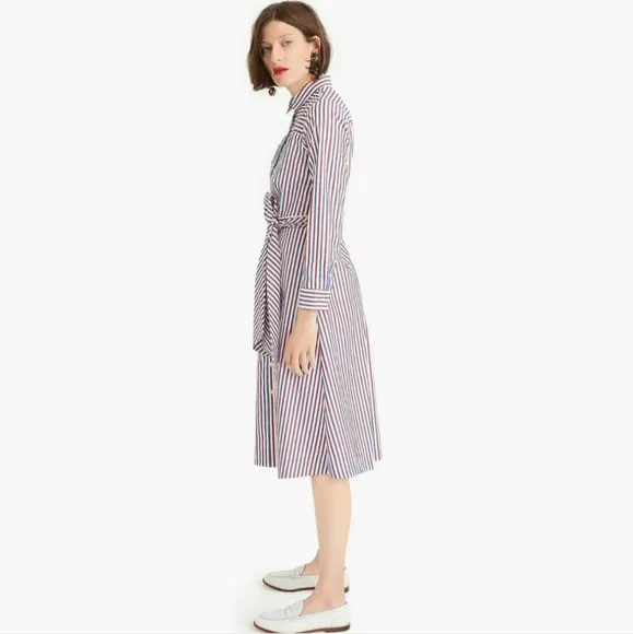 J CREW JCREW New Tie-waist Shirtdress in Stripe Womens size 2