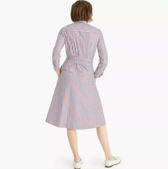 J CREW JCREW New Tie-waist Shirtdress in Stripe Womens size 2