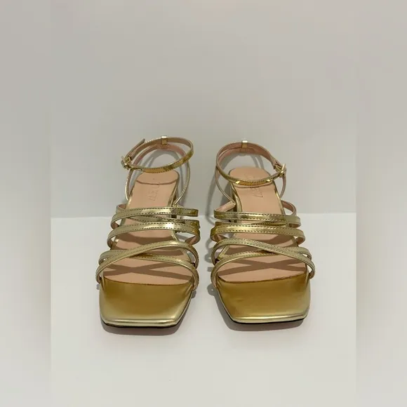 J Crew Layne strappy sandal block heel in gold metallic leather CA048 NEW NO BOX