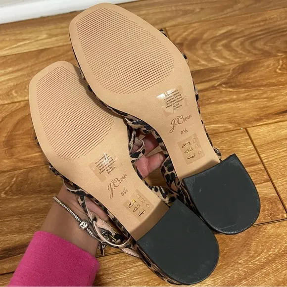 J. Crew Odette Strappy Block Heel Sandals in Leopard Suede Sz 8.5  and 9 Retro