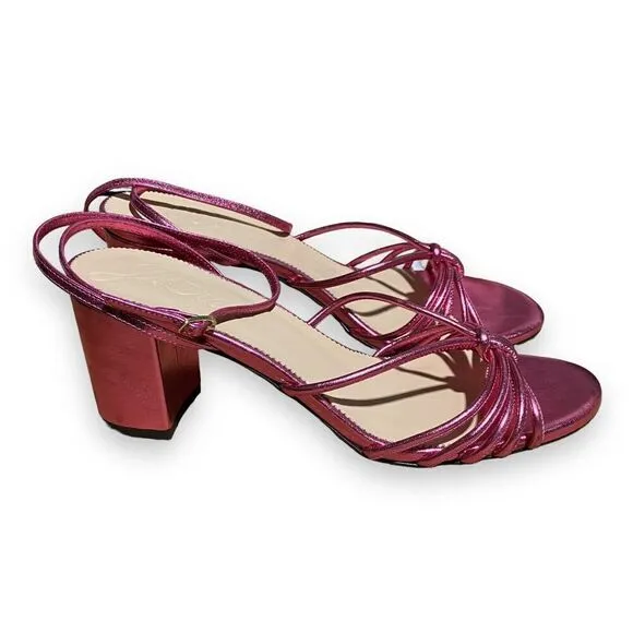 J Crew Shoes WMNS 11 Pink Metallic Lucie Strappy block Heels Italian leather
