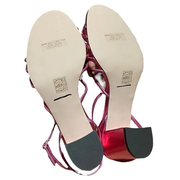 J Crew Shoes WMNS 11 Pink Metallic Lucie Strappy block Heels Italian leather