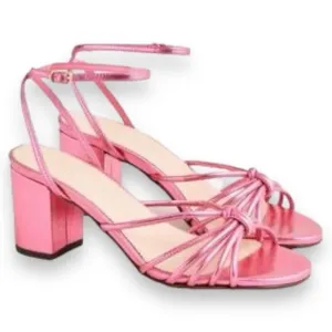 J Crew Shoes WMNS 11 Pink Metallic Lucie Strappy block Heels Italian leather
