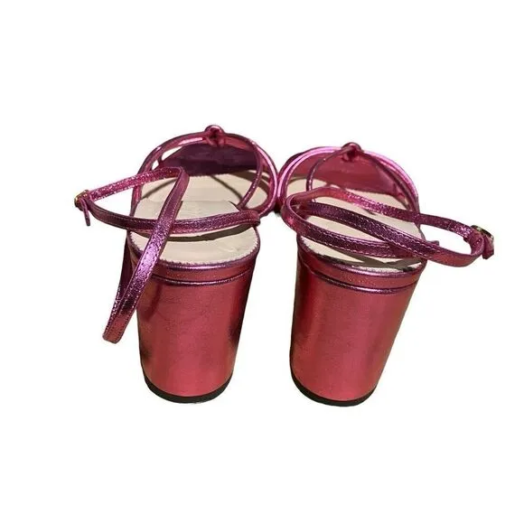 J Crew Shoes WMNS 11 Pink Metallic Lucie Strappy block Heels Italian leather