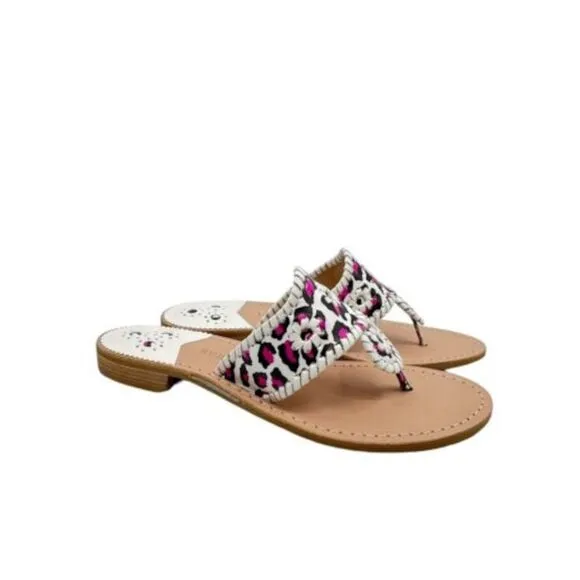 JACK ROGERS Womens White Eyelet Jacks Thong Sandals Shoes 5.5 M