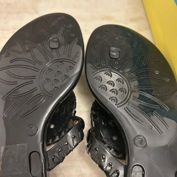 Jack Rogers Black Flats with Intricate Ornamentation