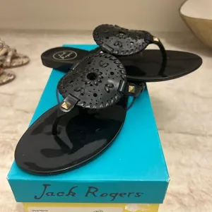 Jack Rogers Black Flats with Intricate Ornamentation