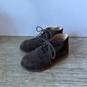 Janie &amp; Jack Dark Brown Suede Leather Lace Up High Top Oxford Shoes Size 8