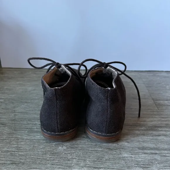 Janie &amp; Jack Dark Brown Suede Leather Lace Up High Top Oxford Shoes Size 8