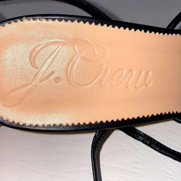 J.Crew Lucie Strappy Block Heel Sandals In Italian Leather Black Size 9.5