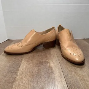 J.Crew Slip On Leather Oxfords Leather Sz 9 Shoes Toasted Wheat Made In Italy