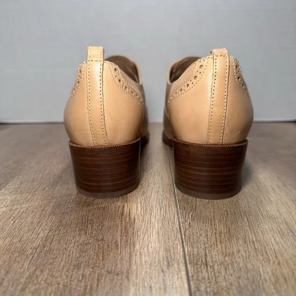 J.Crew Slip On Leather Oxfords Leather Sz 9 Shoes Toasted Wheat Made In Italy