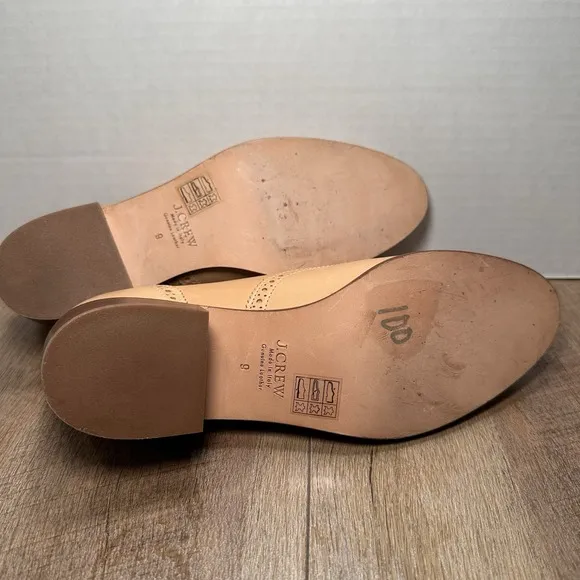 J.Crew Slip On Leather Oxfords Leather Sz 9 Shoes Toasted Wheat Made In Italy
