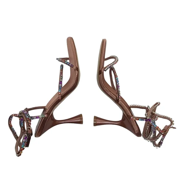 Jeffrey Campbell Glamorous Sandals Copper Satin Multi 6141748 Size 5 NWOB
