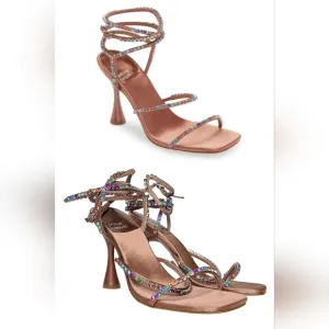 Jeffrey Campbell Glamorous Sandals Copper Satin Multi 6141748 Size 5 NWOB