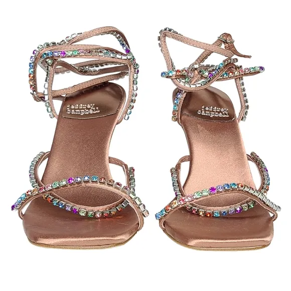 Jeffrey Campbell Glamorous Sandals Copper Satin Multi 6141748 Size 5 NWOB