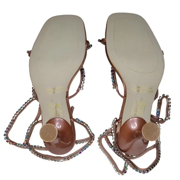 Jeffrey Campbell Glamorous Sandals Copper Satin Multi 6141748 Size 5 NWOB