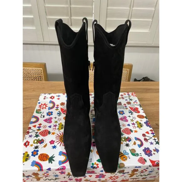 Jeffrey Campbell Mulhall Western Booties Boots Black Suede Size 7.5 NIB