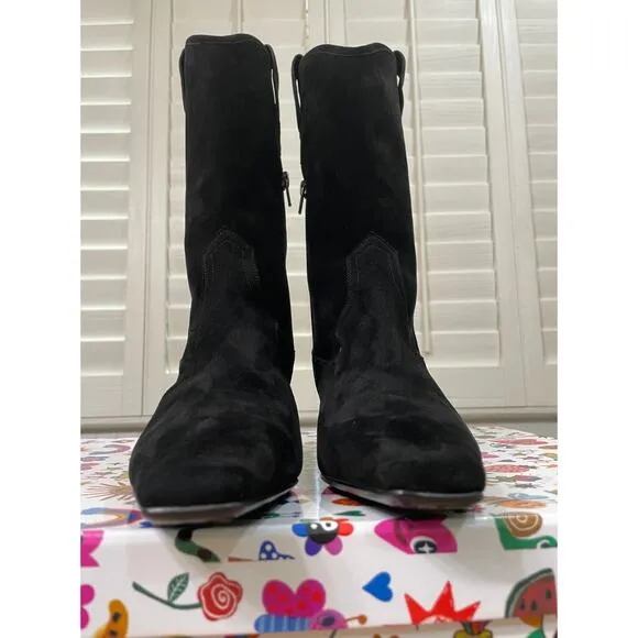 Jeffrey Campbell Mulhall Western Booties Boots Black Suede Size 7.5 NIB
