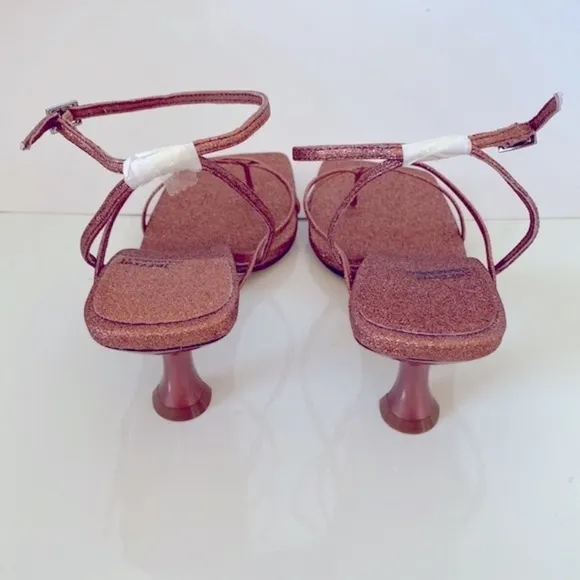 JEFFREY CAMPBELL Rose Gold Glitter Fluxx Strappy Sandals