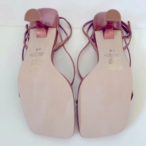 JEFFREY CAMPBELL Rose Gold Glitter Fluxx Strappy Sandals