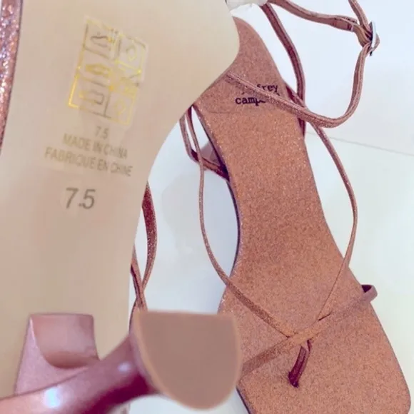 JEFFREY CAMPBELL Rose Gold Glitter Fluxx Strappy Sandals