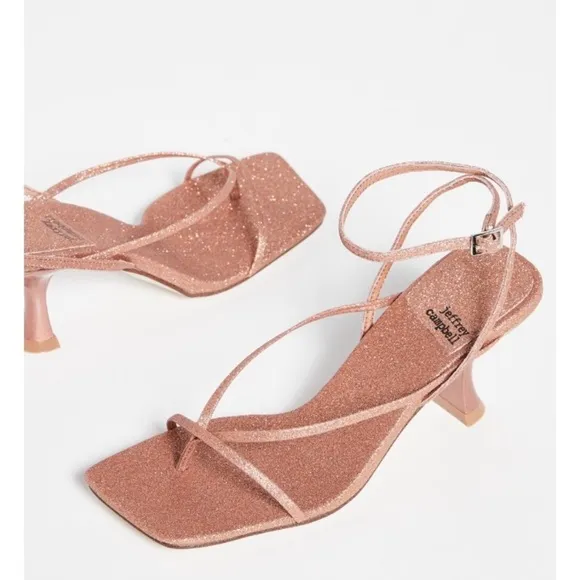 JEFFREY CAMPBELL Rose Gold Glitter Fluxx Strappy Sandals