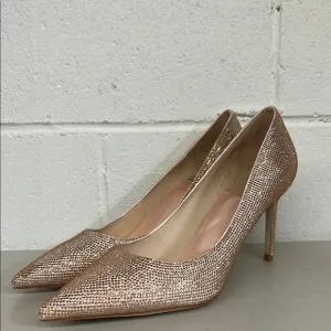 Jeffrey Campbell sz10 pink pointed toe rhinestone jewel heels shoes wedding prom