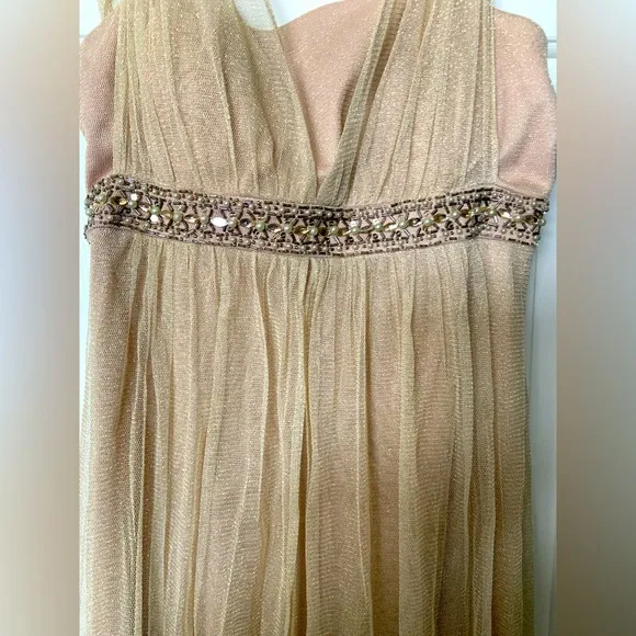 Jessica Howard Gold sparkle Dress with sequin/beaded waist, sz 10, Mini, prom