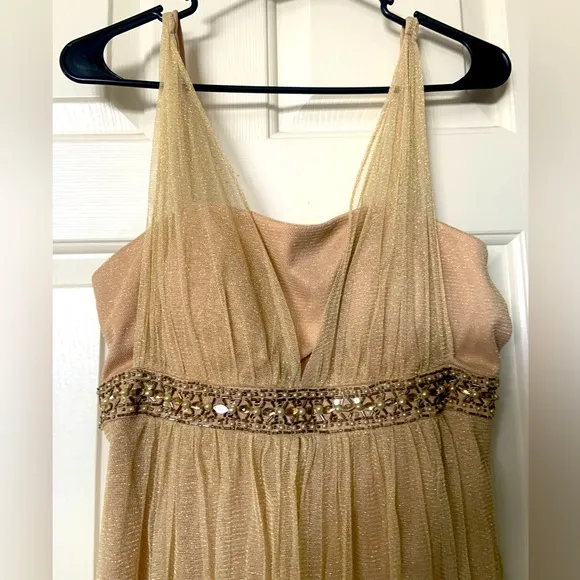 Jessica Howard Gold sparkle Dress with sequin/beaded waist, sz 10, Mini, prom