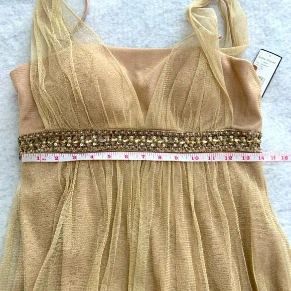Jessica Howard Gold sparkle Dress with sequin/beaded waist, sz 10, Mini, prom
