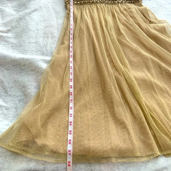 Jessica Howard Gold sparkle Dress with sequin/beaded waist, sz 10, Mini, prom