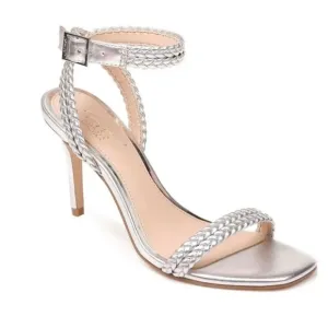 Jewel Badgley Mischka sprinkle Sliver Strappy Heel Sandals Size 8 New in Box