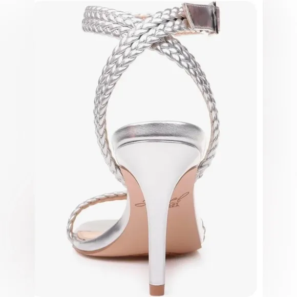 Jewel Badgley Mischka sprinkle Sliver Strappy Heel Sandals Size 8 New in Box