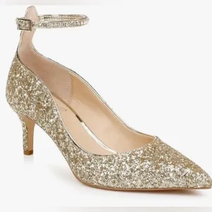 Jewels Badgley Mischka Jamila Gold Heel Shoes Size 7.5 NEW