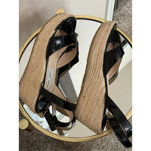 Jimmy Choo Black Patent Leather Wedge size 11