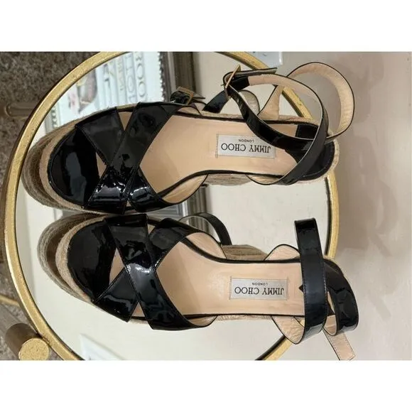 Jimmy Choo Black Patent Leather Wedge size 11