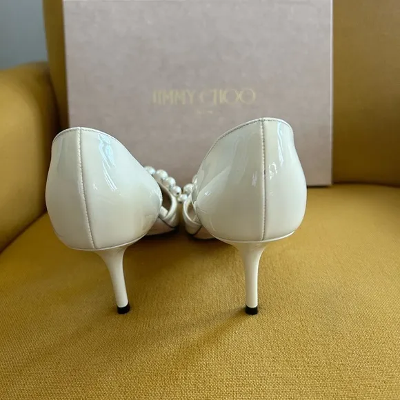 Jimmy Choo Cream Pearl-Embellished Aurelie 65 Women's Shoes