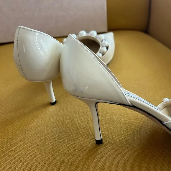 Jimmy Choo Cream Pearl-Embellished Aurelie 65 Women's Shoes
