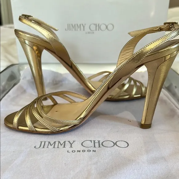 Jimmy Choo Gold Strappy Sandals