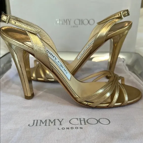 Jimmy Choo Gold Strappy Sandals
