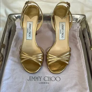 Jimmy Choo Gold Strappy Sandals