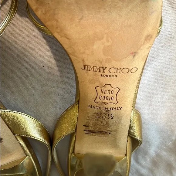 Jimmy Choo Gold Strappy Sandals