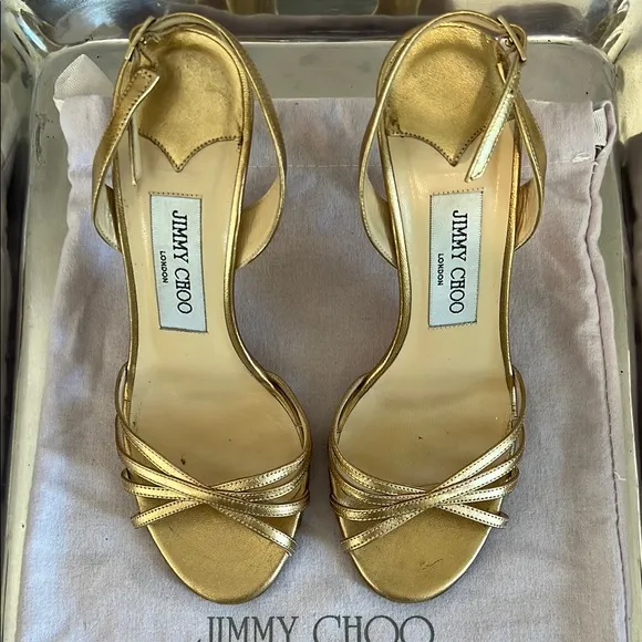Jimmy Choo Gold Strappy Sandals