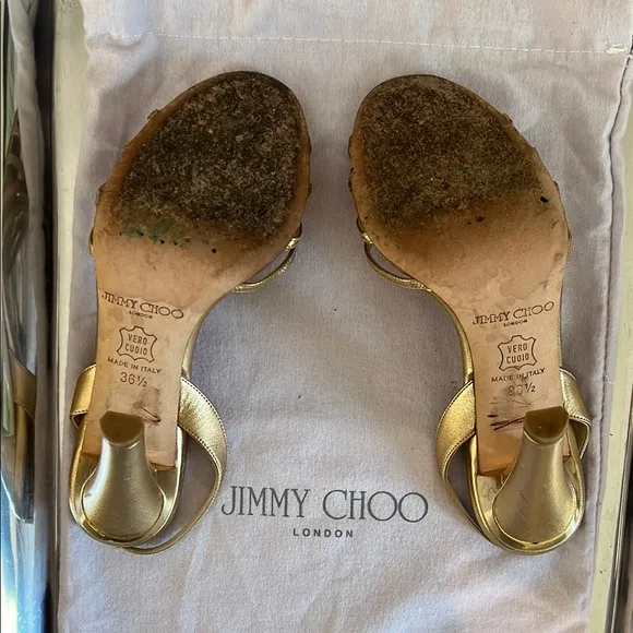 Jimmy Choo Gold Strappy Sandals