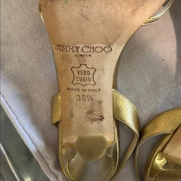 Jimmy Choo Gold Strappy Sandals