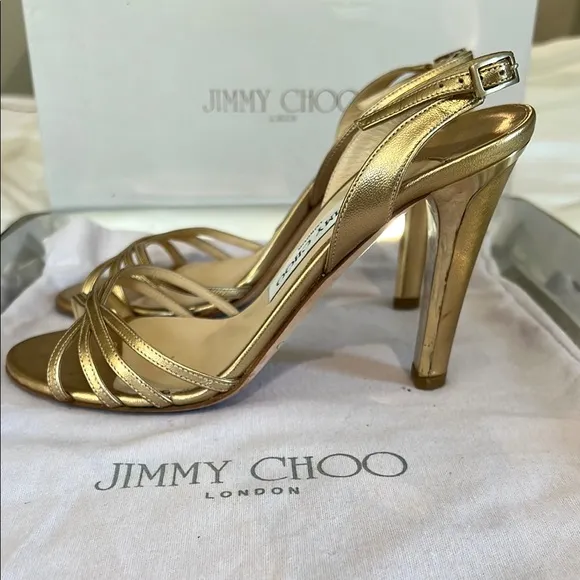 Jimmy Choo Gold Strappy Sandals
