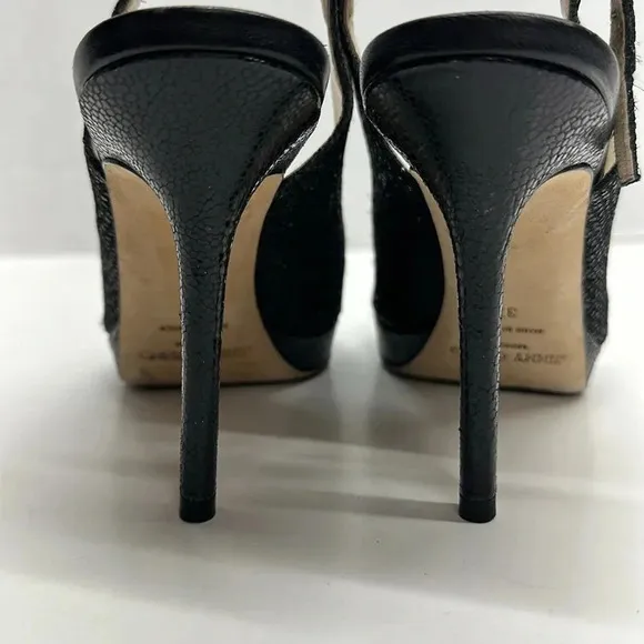 Jimmy Choo High Heel Shoes Sling Back Pumps Open Toe Snake Skin Black Size 37 7