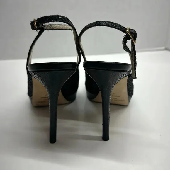 Jimmy Choo High Heel Shoes Sling Back Pumps Open Toe Snake Skin Black Size 37 7