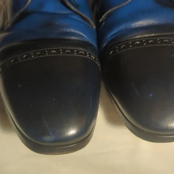 Jimmy Choo Men's Handmade Leather Penn Cap Blue Derby Shoes Size 12 US